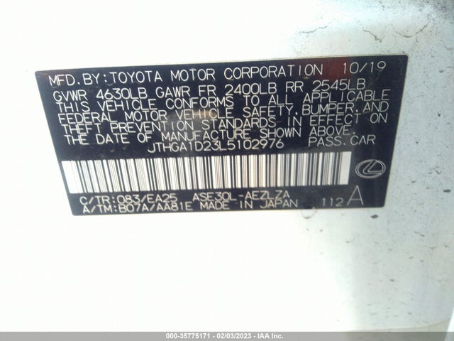 JTHGA1D23L5102976 Lexus Is Is 300 F Sport