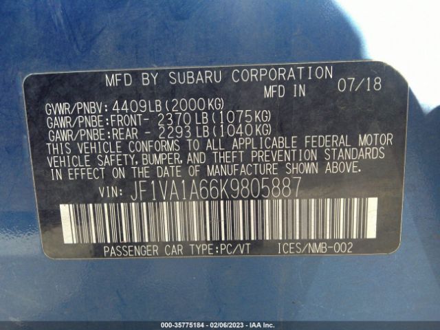 JF1VA1A66K9805887 Subaru WRX