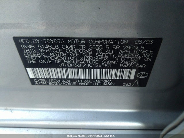 Lexus LS 430 2004 JTHBN36FX40126183 Image 11