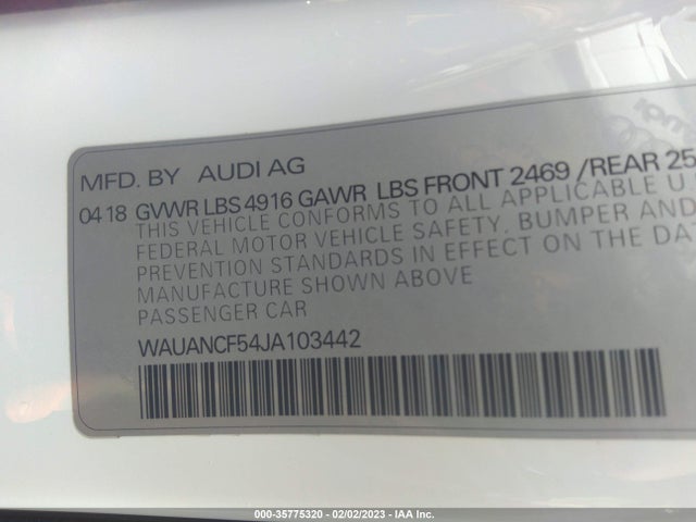 WAUANCF54JA103442 Audi A5 Sportback Premium