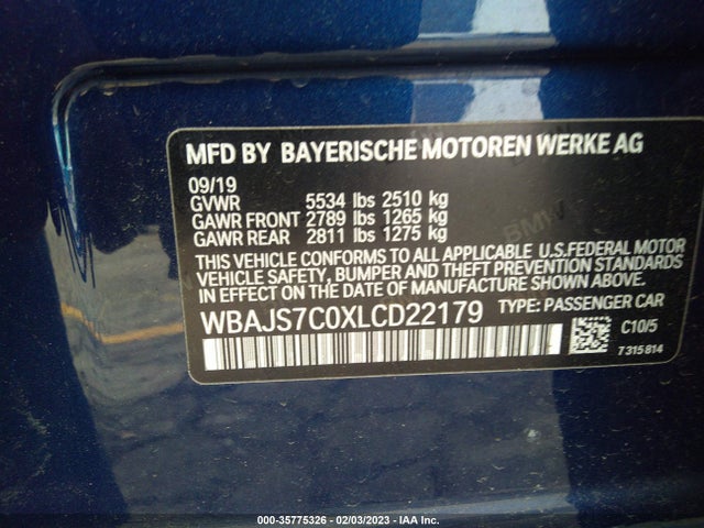 2020 BMW 5 Series, VIN: WBAJS7C0XLCD22179