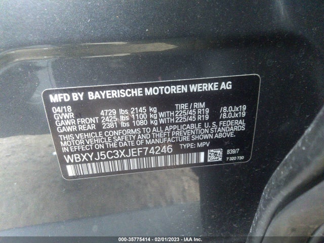 2018 BMW X2, VIN: WBXYJ5C3XJEF74246