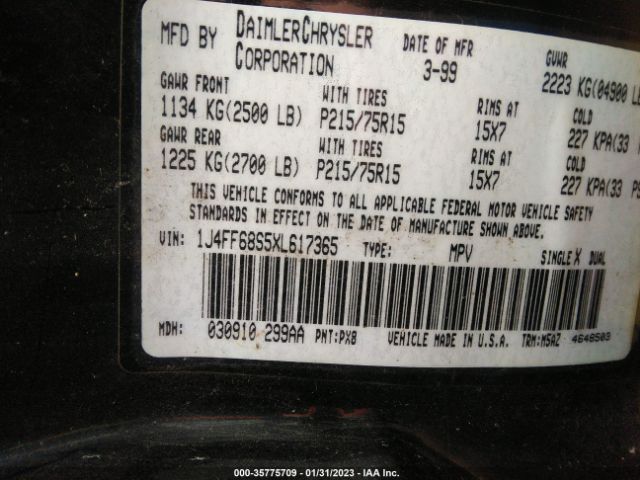 1J4FF68S5XL617365 Jeep Cherokee Sport/classic