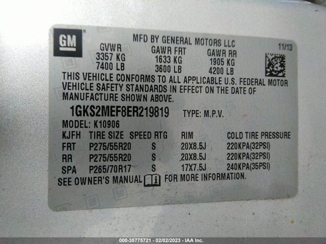 GMC YUKON XL DENALI 2014 1GKS2MEF8ER219819 Image 9