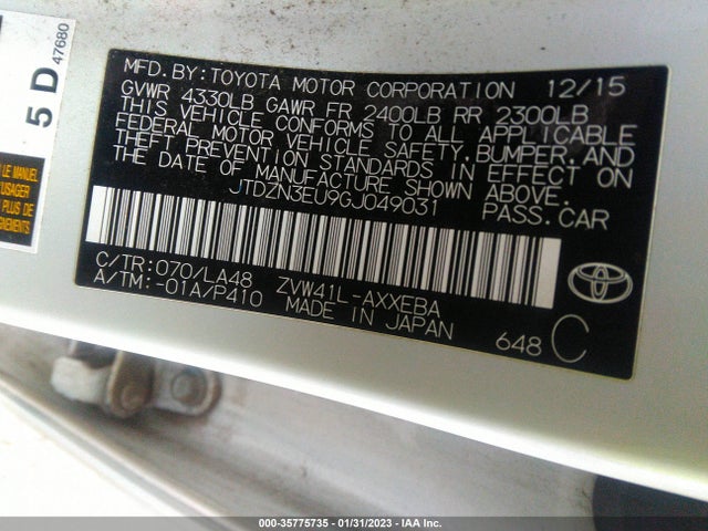2016 Toyota Prius, VIN: JTDZN3EU9GJ049031