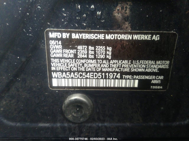 BMW 5 Series 528i 2014 WBA5A5C54ED511974 Image 9