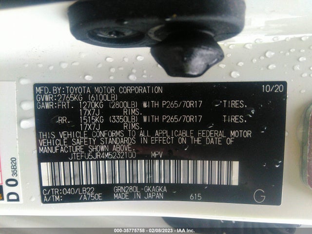 2021 Toyota 4Runner, VIN: JTEFU5JR4M5232100