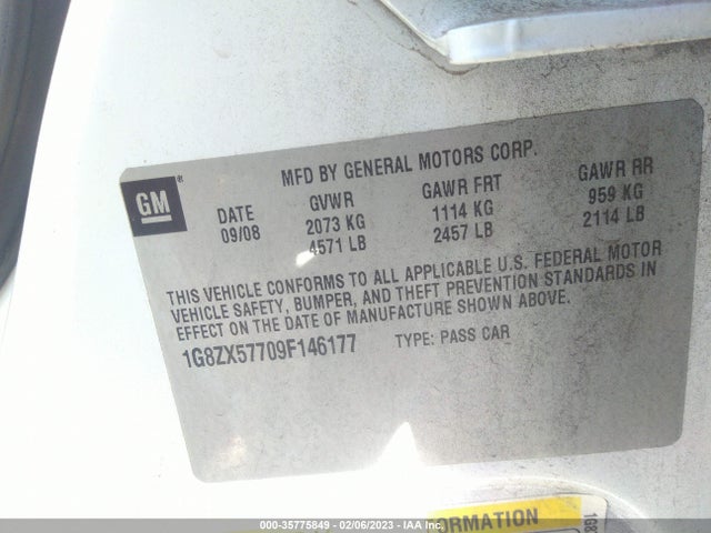 2009 SATURN AURA XR VIN: 1G8ZX57709F146177