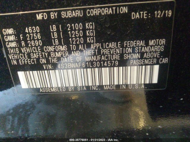 4S3BWAF61L3014579 Subaru Legacy Sport