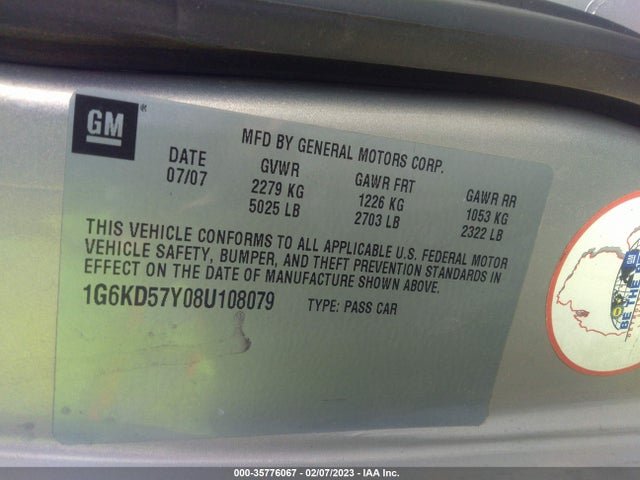 1G6KD57Y08U108079 Cadillac Dts W/1sc