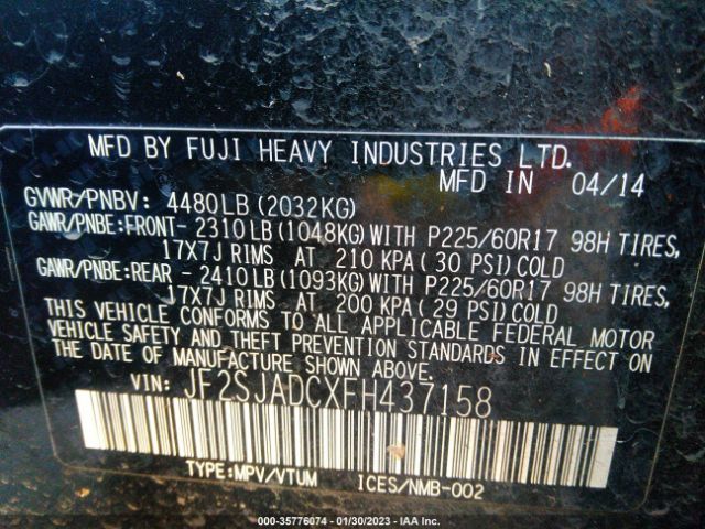 JF2SJADCXFH437158 Subaru Forester 2.5i Premium