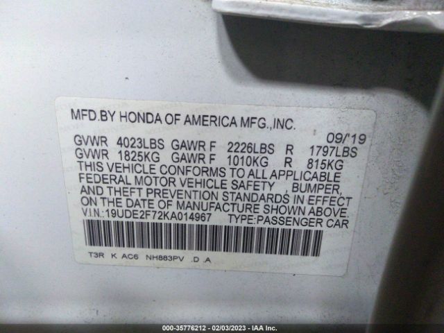 19UDE2F72KA014967 Acura Ilx Pkg