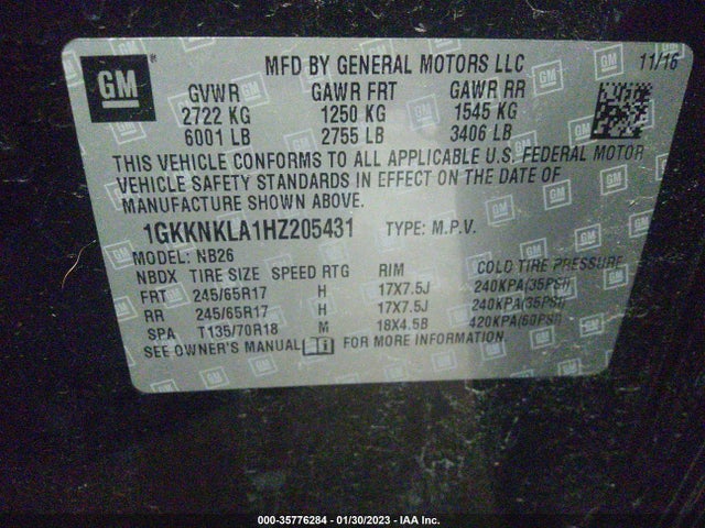 2017 GMC Acadia, VIN: 1GKKNKLA1HZ205431