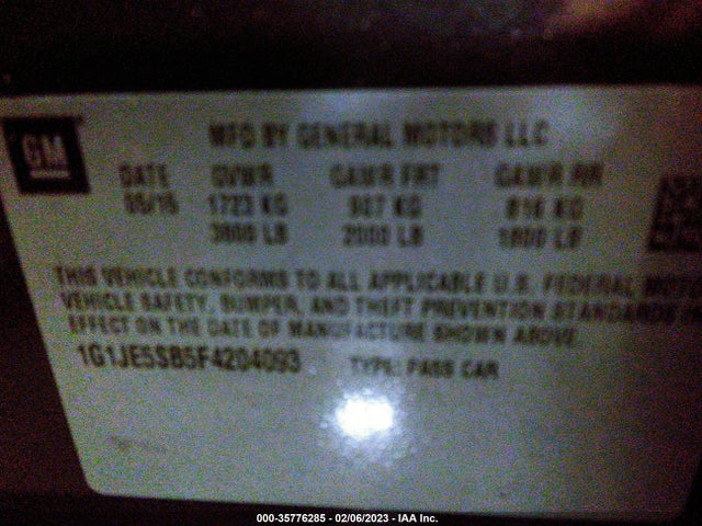 Chevrolet SONIC LTZ 2015 1G1JE5SB5F4204093 Image 10
