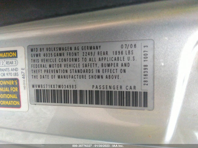 Volkswagen Rabbit 2007 WVWBS71KX7W034983 Image 9