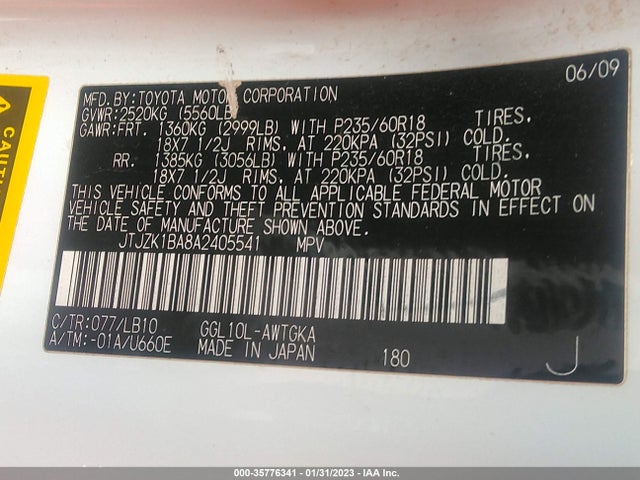 Lexus RX 350 2010 JTJZK1BA8A2405541 Image 11