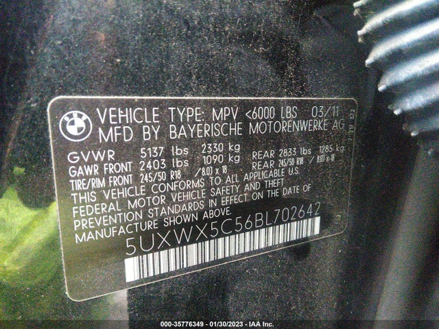 BMW X3 28I 2011 5UXWX5C56BL702642 Image 10
