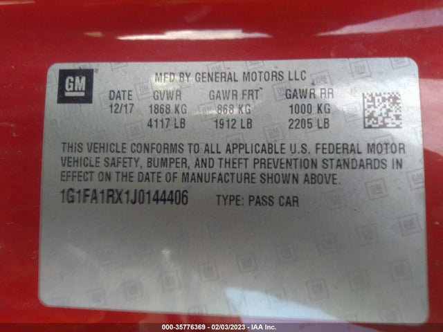 Chevrolet Camaro 1ls 2018 1G1FA1RX1J0144406 Image 9