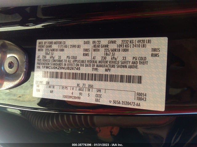 2022 Ford Escape, VIN: 1FMCU0KZ8NUB26745