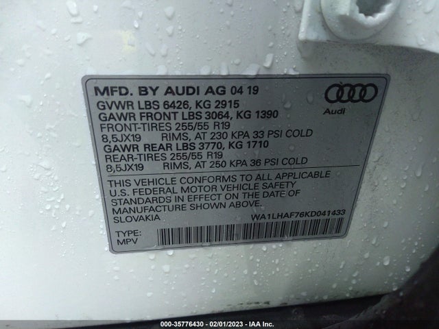 WA1LHAF76KD041433 Audi Q7 Premium Plus