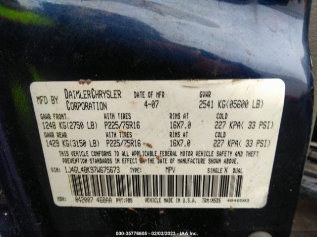 1J4GL48K97W675673 Jeep Liberty Sport
