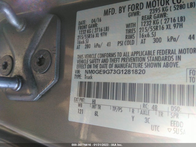 2016 Ford Transit Connect, VIN: NM0GE9G73G1281820