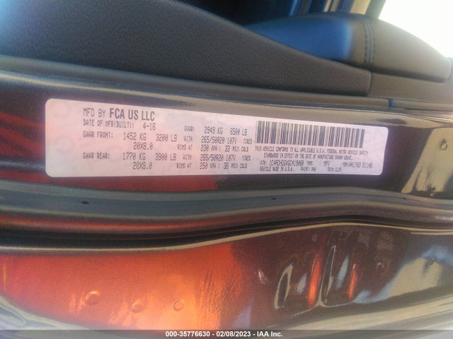 Dodge DURANGO LIMITED 2016 1C4RDHDGXGC419080 Image 9