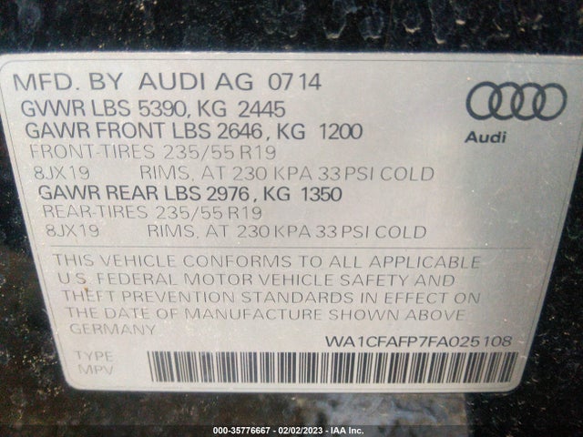 WA1CFAFP7FA025108 Audi Q5 PREMIUM