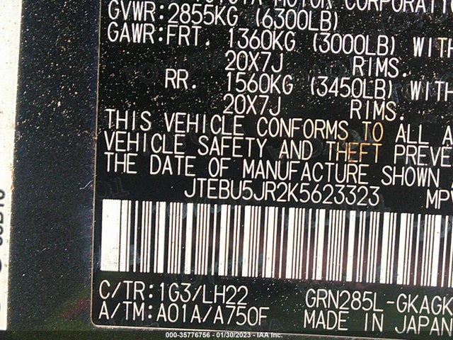 Toyota 4RUNNER SR5 2019 JTEBU5JR2K5623323 Image 9