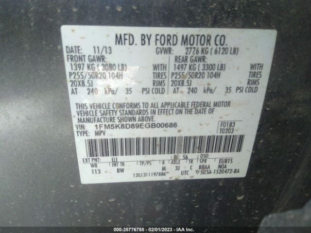 Ford EXPLORER XLT 2014 1FM5K8D89EGB00686 Image 10