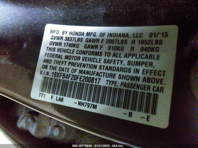 Honda CIVIC HYBRID 2015 19XFB4F20FE200817 Image 10