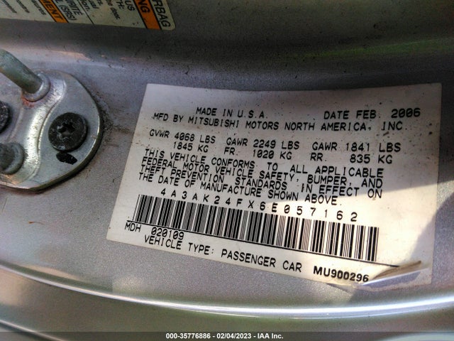 4A3AK24FX6E057162 Mitsubishi ECLIPSE GS