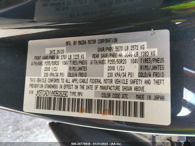 2021 Mazda CX-9, VIN: JM3TCADYXM0508290