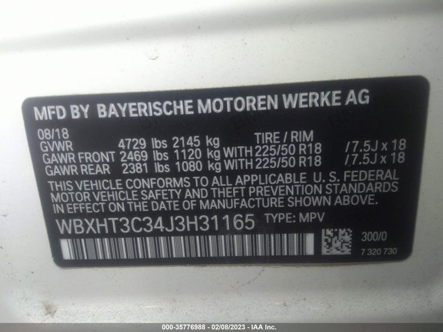 2018 BMW X1, VIN: WBXHT3C34J3H31165
