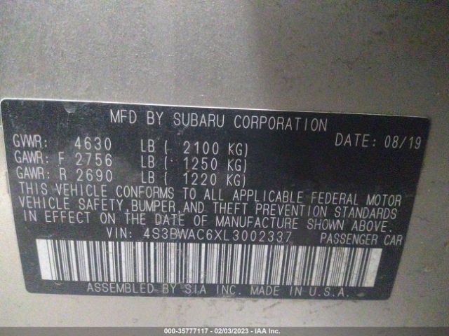 4S3BWAC6XL3002337 Subaru Legacy Premium