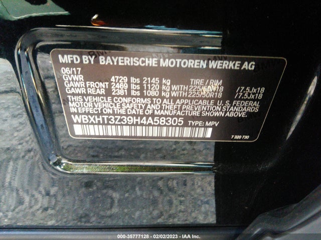 2017 BMW X1, VIN: WBXHT3Z39H4A58305