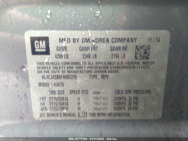 KL4CJASB6FB082290 Buick Encore