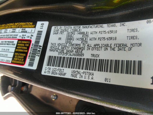 2018 Toyota Tundra, VIN: 5TFDY5F16JX680809