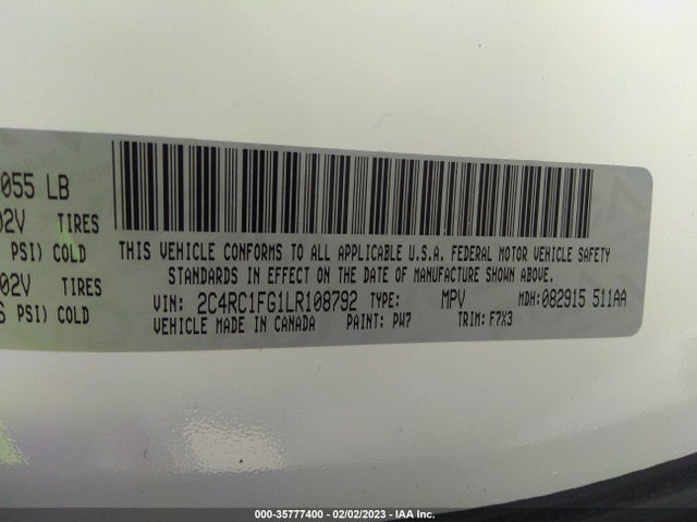 Chrysler Pacifica Touring 2020 2C4RC1FG1LR108792 Image 9