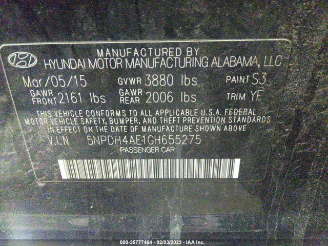 Hyundai Elantra 2016 5NPDH4AE1GH655275 Image 10