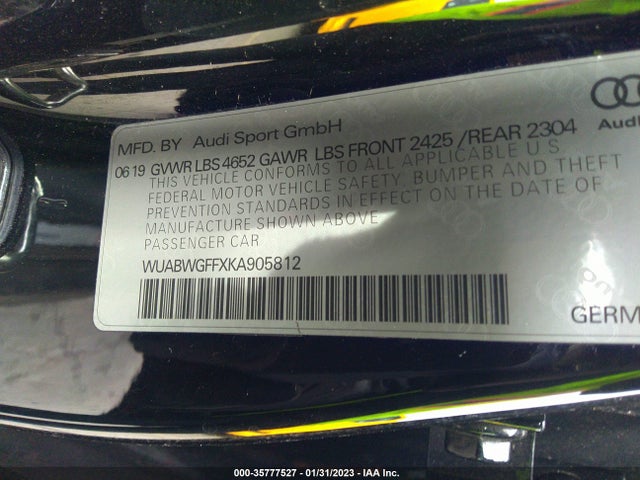 WUABWGFFXKA905812 Audi RS 3