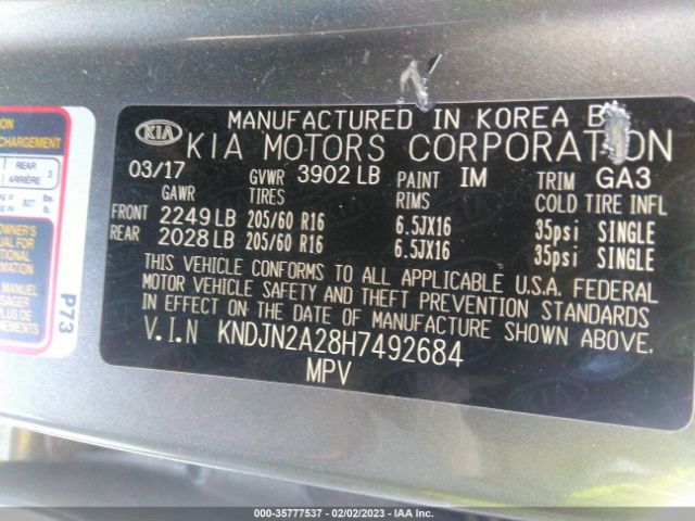 KNDJN2A28H7492684 KIA Soul Base