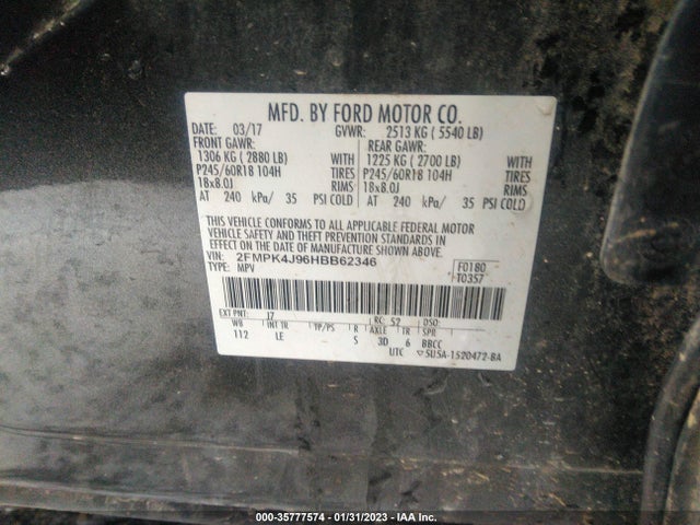 Ford EDGE SEL 2017 2FMPK4J96HBB62346 Image 10