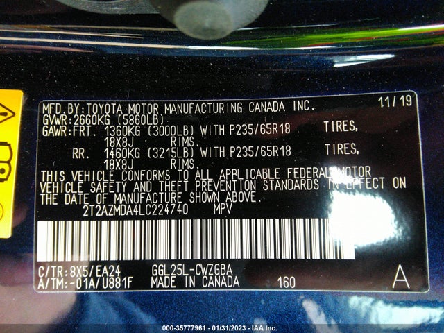 2020 Lexus RX, VIN: 2T2AZMDA4LC224740