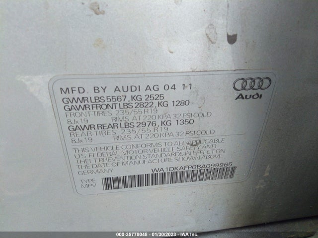 WA1DKAFP0BA099965 Audi Q5 3.2l Premium Plus