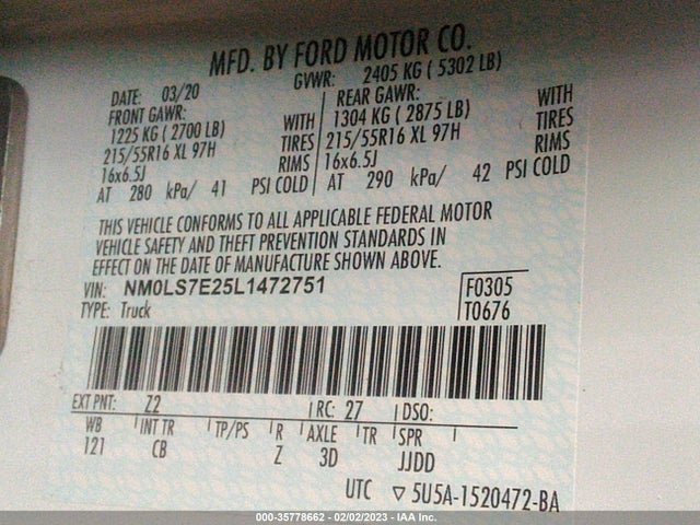 2020 Ford Transit Connect, VIN: NM0LS7E25L1472751