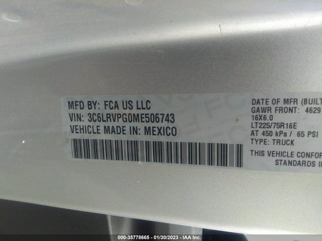 2021 Ram Promaster, VIN: 3C6LRVPG0ME506743
