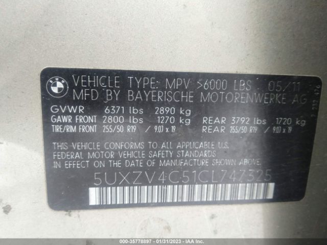 5UXZV4C51CL747325 BMW X5 35i