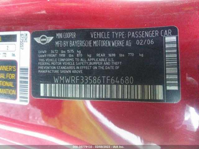 WMWRF33586TF64680 Mini COOPER CONVERTIBLE