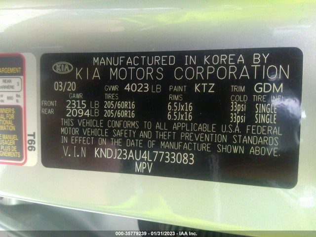 KIA SOUL LX 2020 KNDJ23AU4L7733083 Image 10